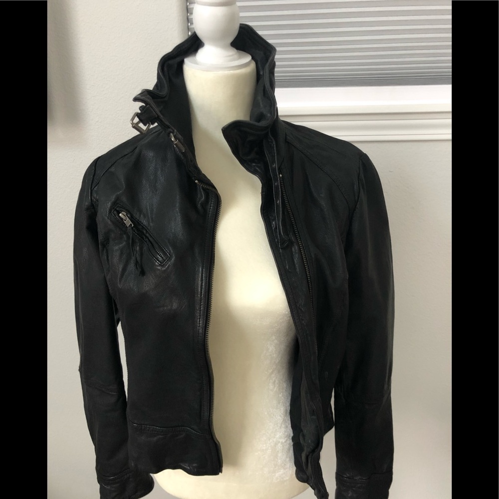 All Saints Genuine Leather Motto Jacket